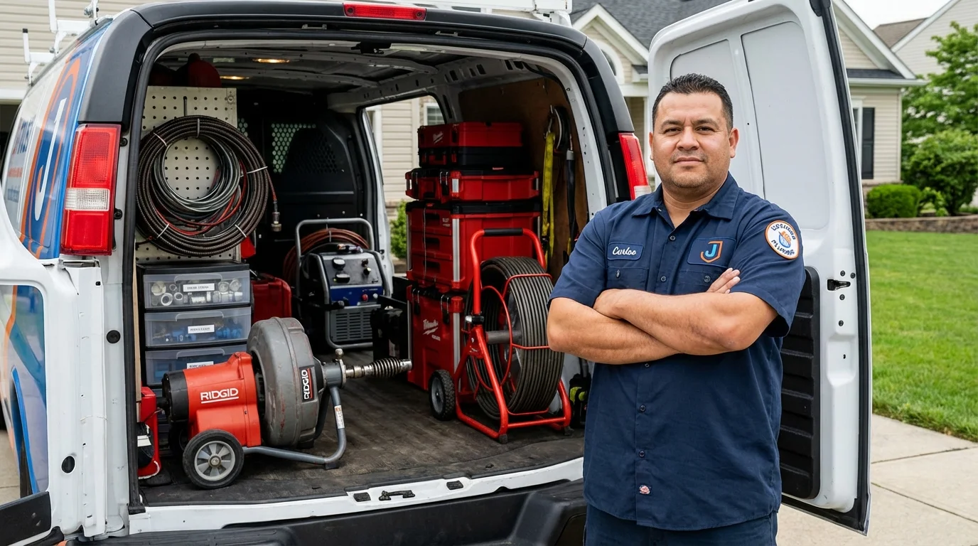 Professional drain cleaning equipment and Johns Plumbing LLC plumber in Laytonville
