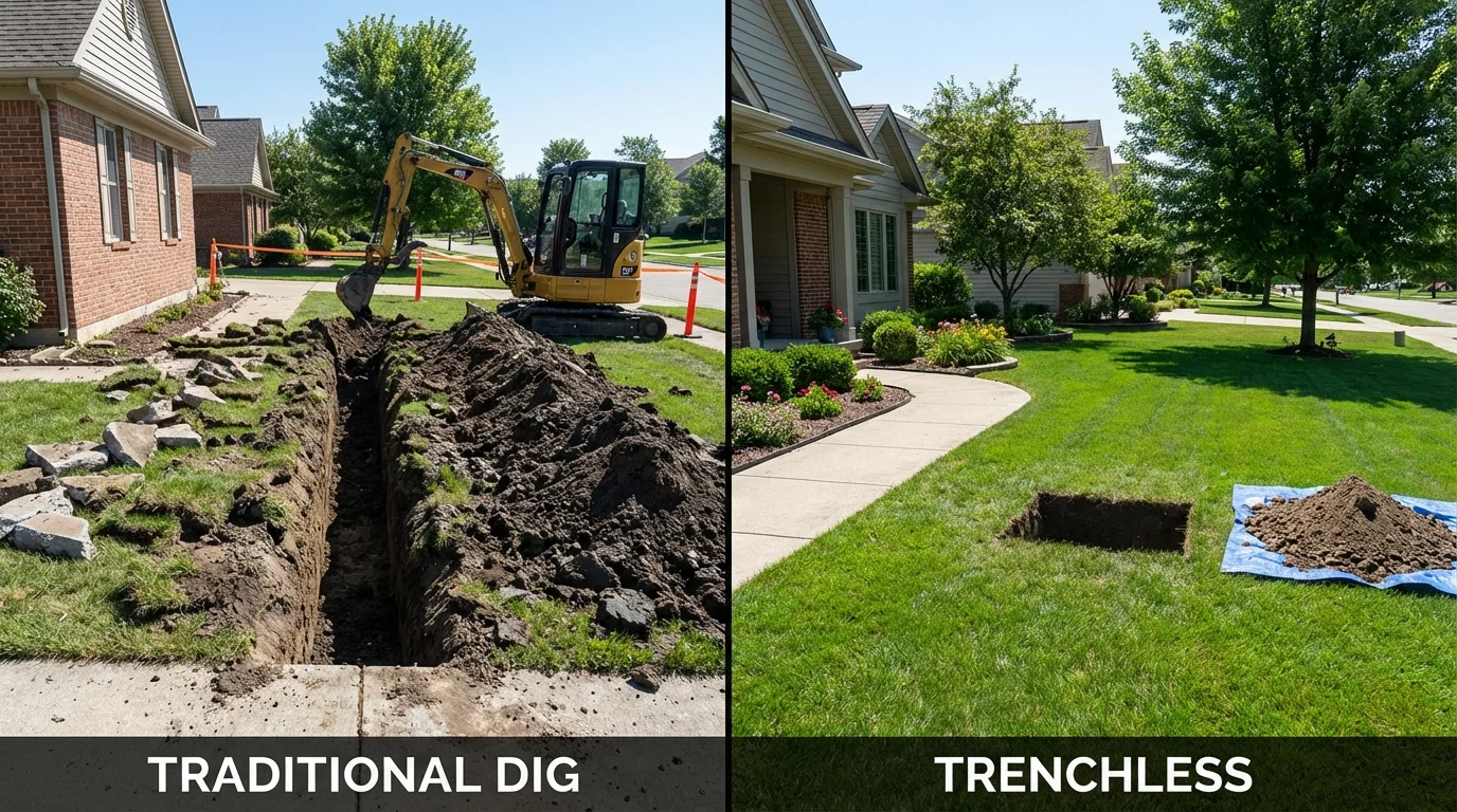 Trenchless sewer repair with minimal yard damage versus traditional excavation in Laytonville, CA